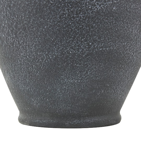 16" Black Ceramic Whitewashed Textured Amphora Vase